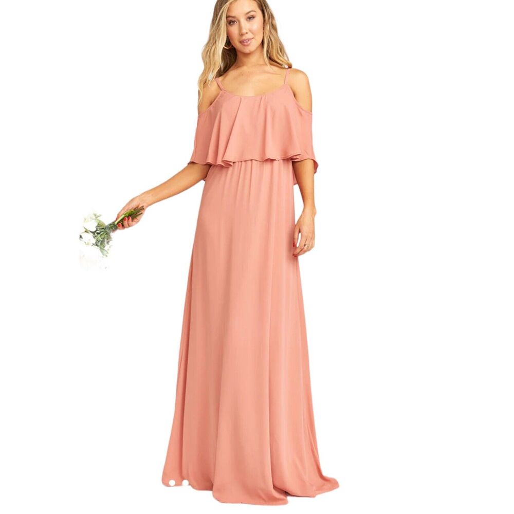 Show Me Your Mumu Caitlyn Ruffle Maxi Dress Rustic Mauve Crisp Dress Size Large